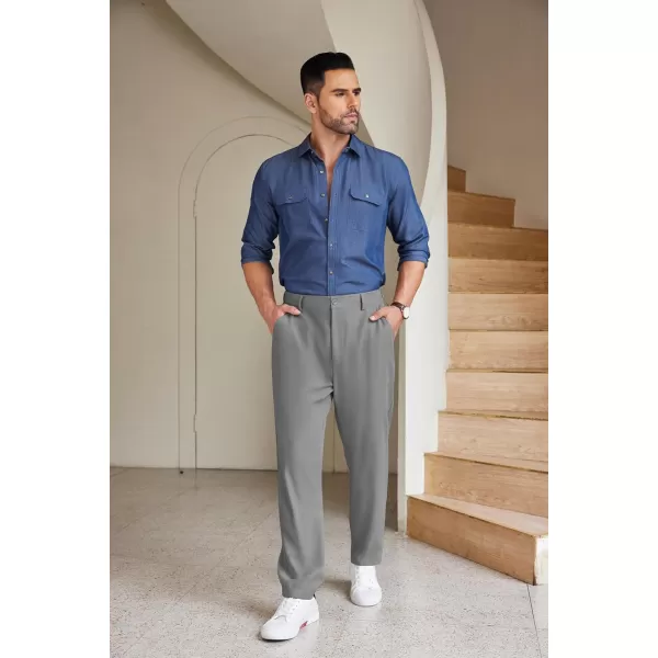COOFANDY Men's Chino Pants Relaxed Fit Elastic Waist Basic Flat Front Drawstring Casual Pants