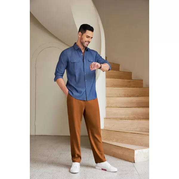 COOFANDY Men's Chino Pants Relaxed Fit Elastic Waist Basic Flat Front Drawstring Casual Pants