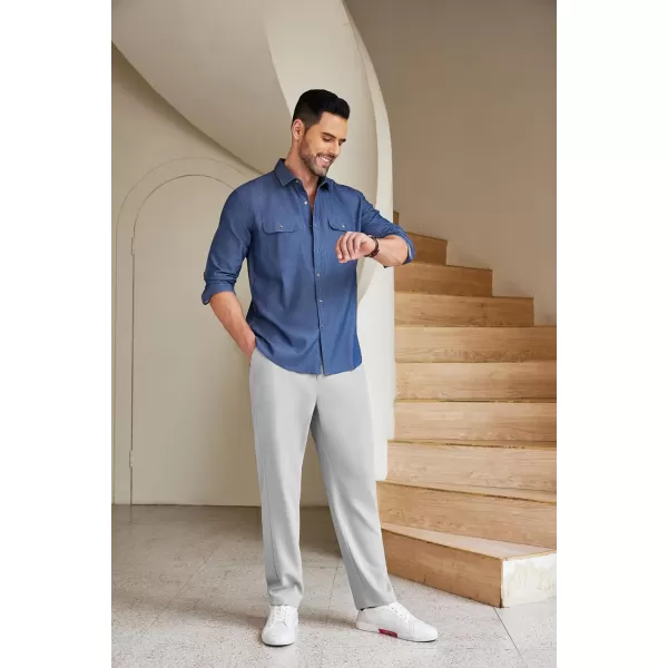 COOFANDY Men's Chino Pants Relaxed Fit Elastic Waist Basic Flat Front Drawstring Casual Pants