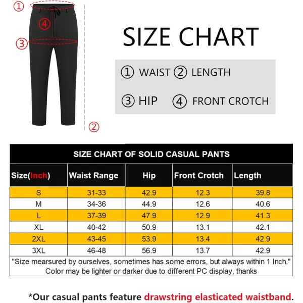 COOFANDY Men's Chino Pants Relaxed Fit Elastic Waist Basic Flat Front Drawstring Casual Pants