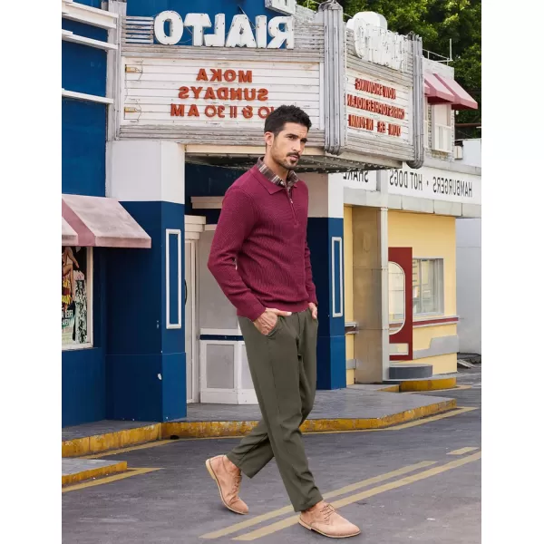 COOFANDY Men's Chino Pants Relaxed Fit Elastic Waist Basic Flat Front Drawstring Casual Pants