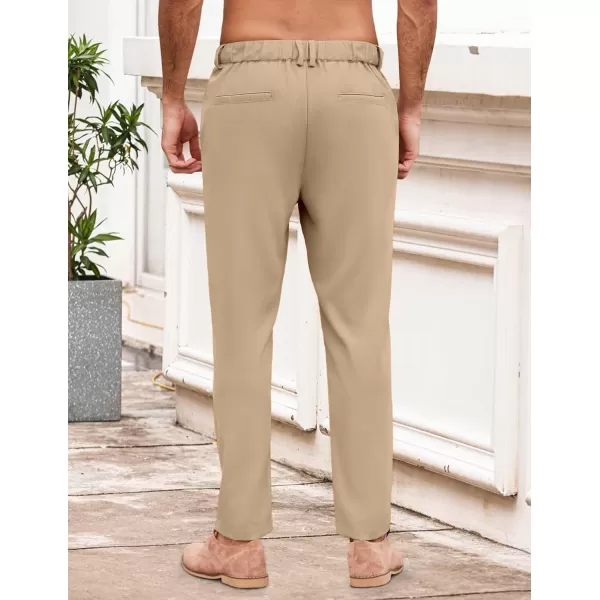 COOFANDY Men's Chino Pants Relaxed Fit Elastic Waist Basic Flat Front Drawstring Casual Pants