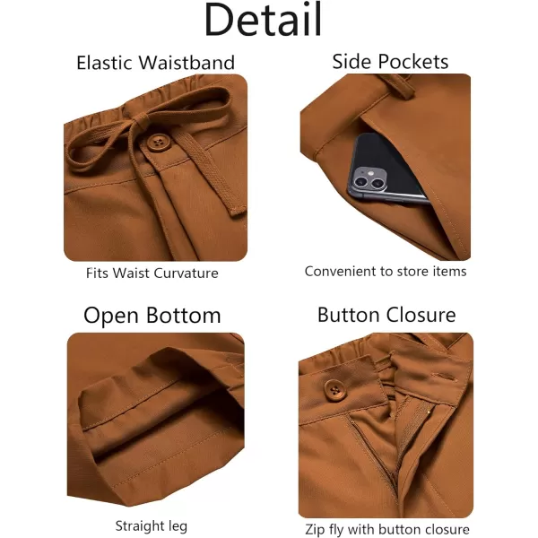 COOFANDY Men's Chino Pants Relaxed Fit Elastic Waist Basic Flat Front Drawstring Casual Pants