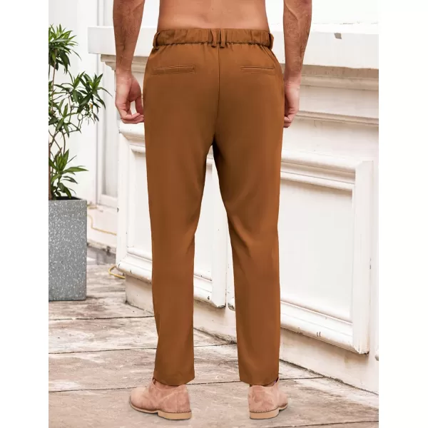 COOFANDY Men's Chino Pants Relaxed Fit Elastic Waist Basic Flat Front Drawstring Casual Pants