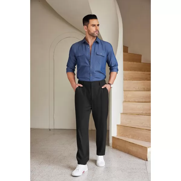 COOFANDY Men's Chino Pants Relaxed Fit Elastic Waist Basic Flat Front Drawstring Casual Pants