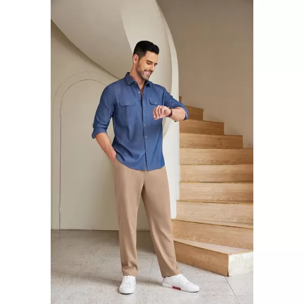 COOFANDY Men's Chino Pants Relaxed Fit Elastic Waist Basic Flat Front Drawstring Casual Pants