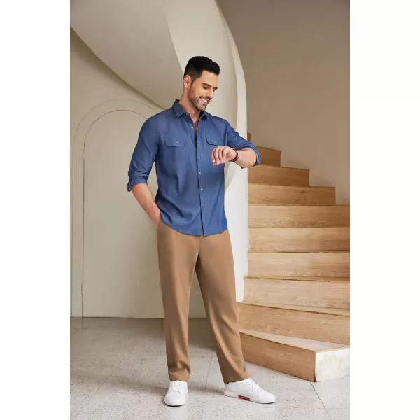 COOFANDY Men's Chino Pants Relaxed Fit Elastic Waist Basic Flat Front Drawstring Casual Pants