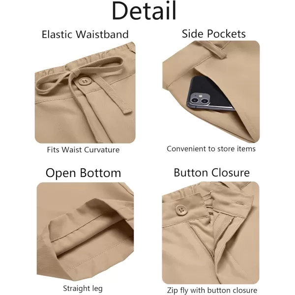 COOFANDY Men's Chino Pants Relaxed Fit Elastic Waist Basic Flat Front Drawstring Casual Pants