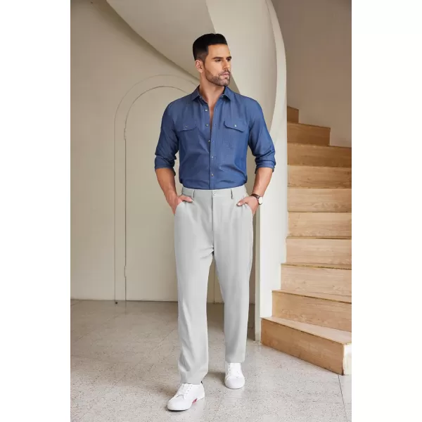 COOFANDY Men's Chino Pants Relaxed Fit Elastic Waist Basic Flat Front Drawstring Casual Pants