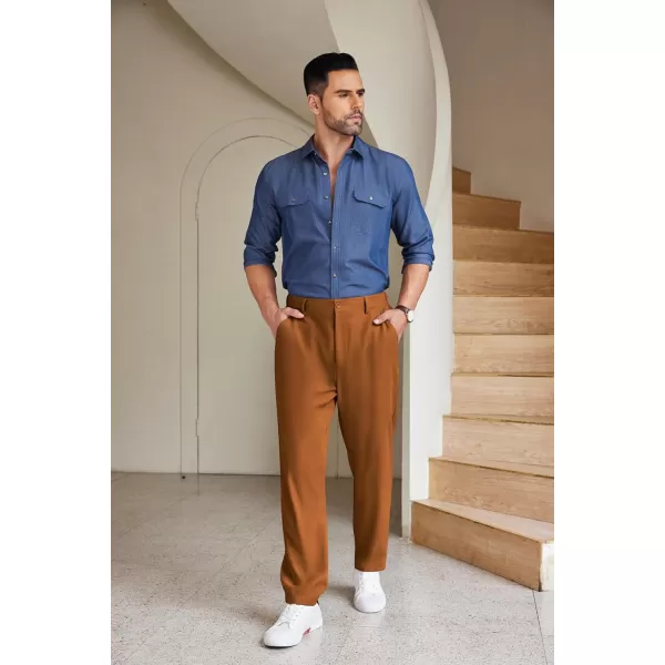 COOFANDY Men's Chino Pants Relaxed Fit Elastic Waist Basic Flat Front Drawstring Casual Pants