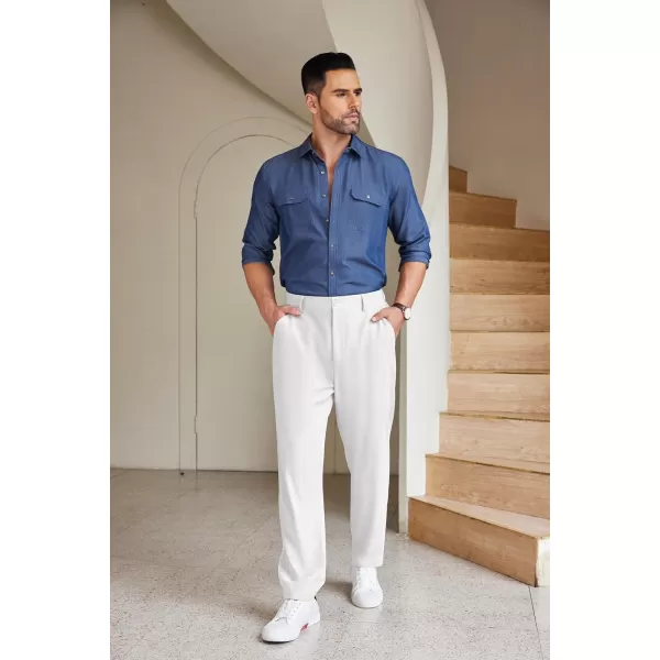 COOFANDY Men's Chino Pants Relaxed Fit Elastic Waist Basic Flat Front Drawstring Casual Pants