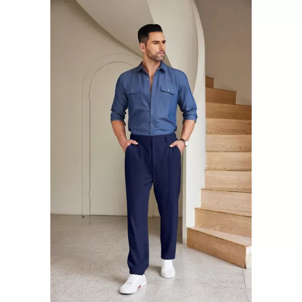 COOFANDY Men's Chino Pants Relaxed Fit Elastic Waist Basic Flat Front Drawstring Casual Pants