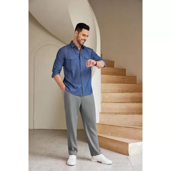 COOFANDY Men's Chino Pants Relaxed Fit Elastic Waist Basic Flat Front Drawstring Casual Pants