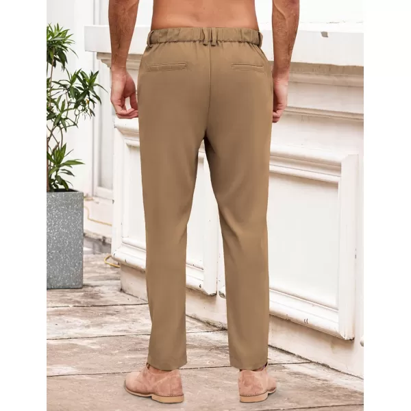 COOFANDY Men's Chino Pants Relaxed Fit Elastic Waist Basic Flat Front Drawstring Casual Pants