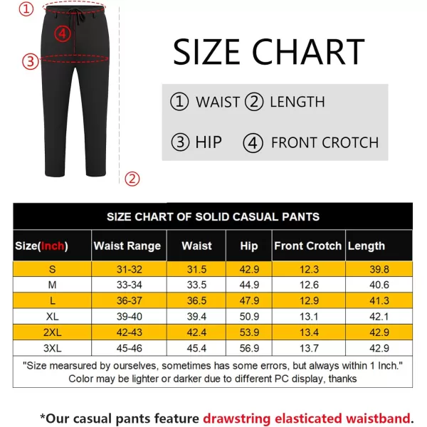 COOFANDY Men's Chino Pants Relaxed Fit Elastic Waist Basic Flat Front Drawstring Casual Pants