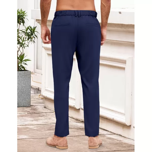 COOFANDY Men's Chino Pants Relaxed Fit Elastic Waist Basic Flat Front Drawstring Casual Pants