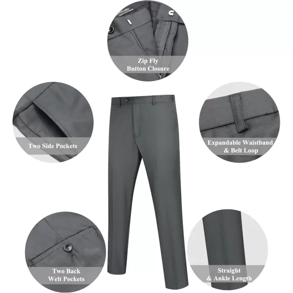 COOFANDY Men's Classic Fit Dress Pants Flat Front Straight Formal Pants Wrinkle Free Expandable Waist Suit Pants