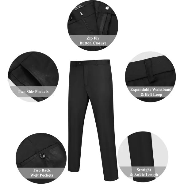 COOFANDY Men's Classic Fit Dress Pants Flat Front Straight Formal Pants Wrinkle Free Expandable Waist Suit Pants