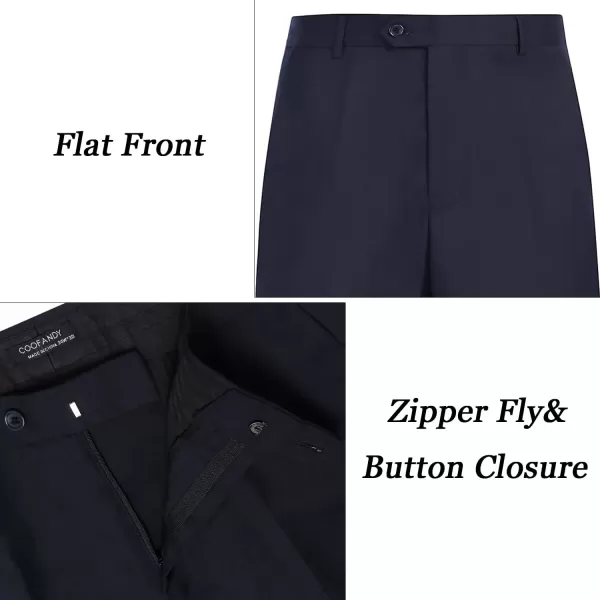 COOFANDY Men's Classic Fit Flat Front Dress Pants No Iron Premium Casual Pants Expandable Waist Suit Pants