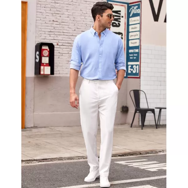 COOFANDY Men's Classic Fit Flat Front Dress Pants No Iron Premium Casual Pants Expandable Waist Suit Pants