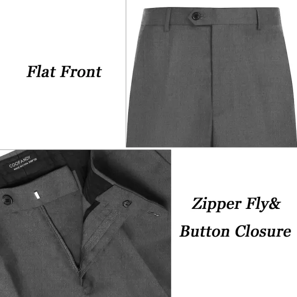 COOFANDY Men's Classic Fit Flat Front Dress Pants No Iron Premium Casual Pants Expandable Waist Suit Pants