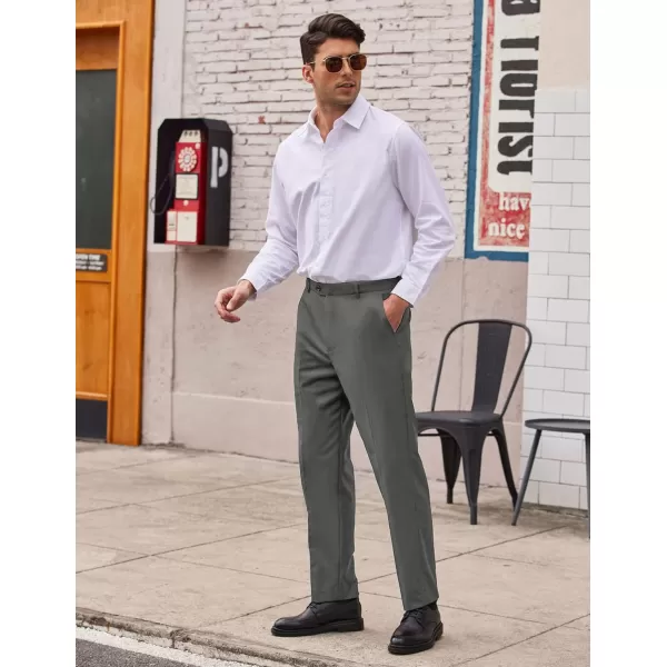 COOFANDY Men's Classic Fit Flat Front Dress Pants No Iron Premium Casual Pants Expandable Waist Suit Pants