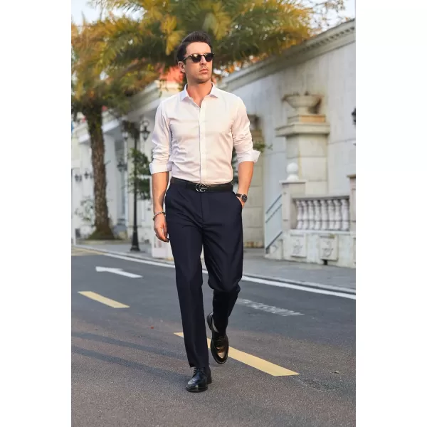 COOFANDY Men's Classic Fit Flat Front Dress Pants No Iron Premium Casual Pants Expandable Waist Suit Pants