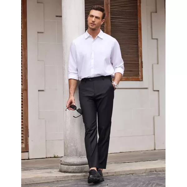 COOFANDY Men's Classic Fit Flat Front Dress Pants No Iron Premium Casual Pants Expandable Waist Suit Pants