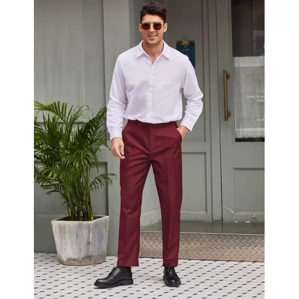COOFANDY Men's Classic Fit Flat Front Dress Pants No Iron Premium Casual Pants Expandable Waist Suit Pants