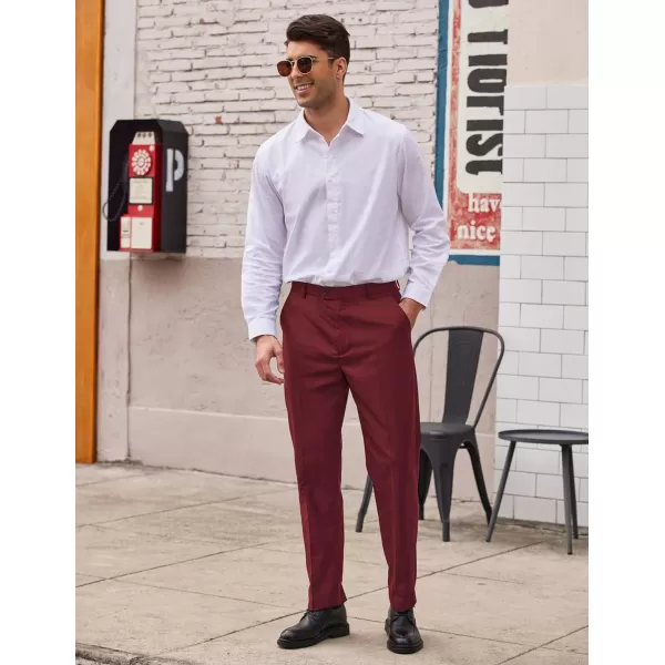 COOFANDY Men's Classic Fit Flat Front Dress Pants No Iron Premium Casual Pants Expandable Waist Suit Pants