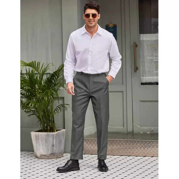 COOFANDY Men's Classic Fit Flat Front Dress Pants No Iron Premium Casual Pants Expandable Waist Suit Pants