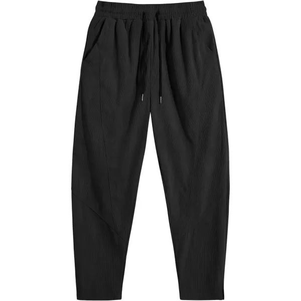 COOFANDY Men's Corduroy Pants Elastic Waist Drawstring Harem Pants Fashion Loose Casual Long Trousers with 4 Pockets