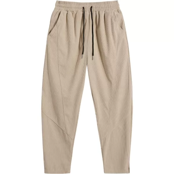 COOFANDY Men's Corduroy Pants Elastic Waist Drawstring Harem Pants Fashion Loose Casual Long Trousers with 4 Pockets