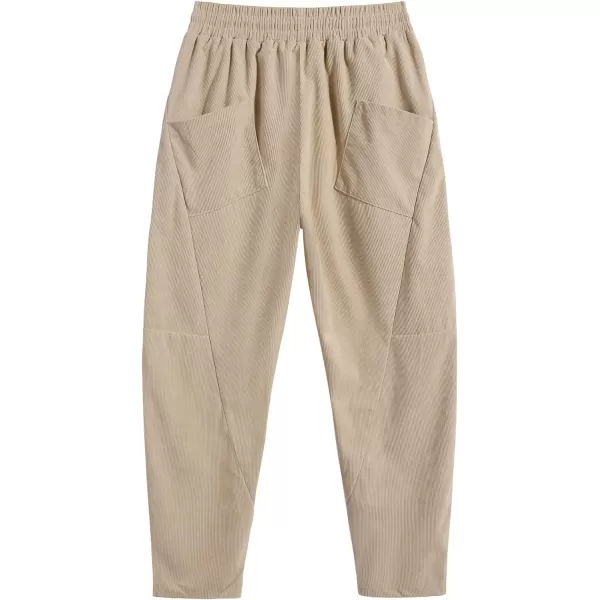 COOFANDY Men's Corduroy Pants Elastic Waist Drawstring Harem Pants Fashion Loose Casual Long Trousers with 4 Pockets