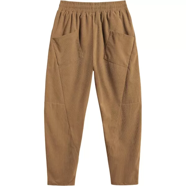 COOFANDY Men's Corduroy Pants Elastic Waist Drawstring Harem Pants Fashion Loose Casual Long Trousers with 4 Pockets