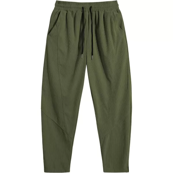 COOFANDY Men's Corduroy Pants Elastic Waist Drawstring Harem Pants Fashion Loose Casual Long Trousers with 4 Pockets