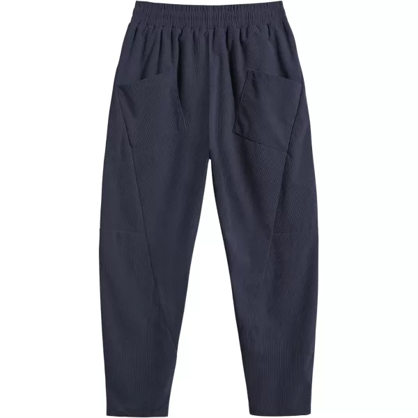 COOFANDY Men's Corduroy Pants Elastic Waist Drawstring Harem Pants Fashion Loose Casual Long Trousers with 4 Pockets