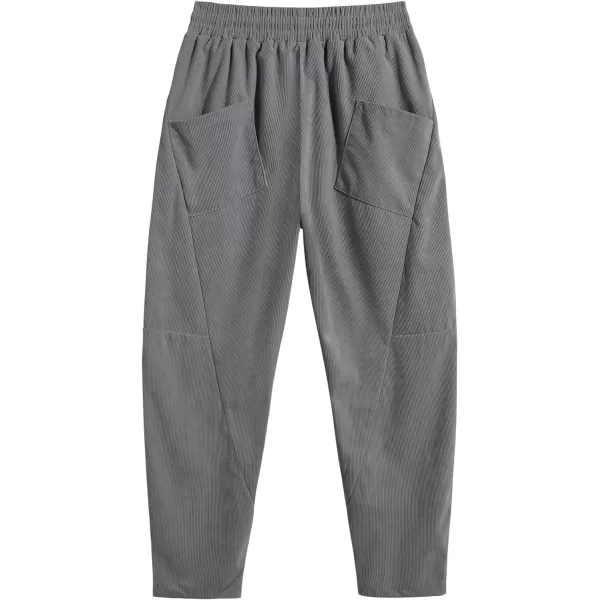 COOFANDY Men's Corduroy Pants Elastic Waist Drawstring Harem Pants Fashion Loose Casual Long Trousers with 4 Pockets
