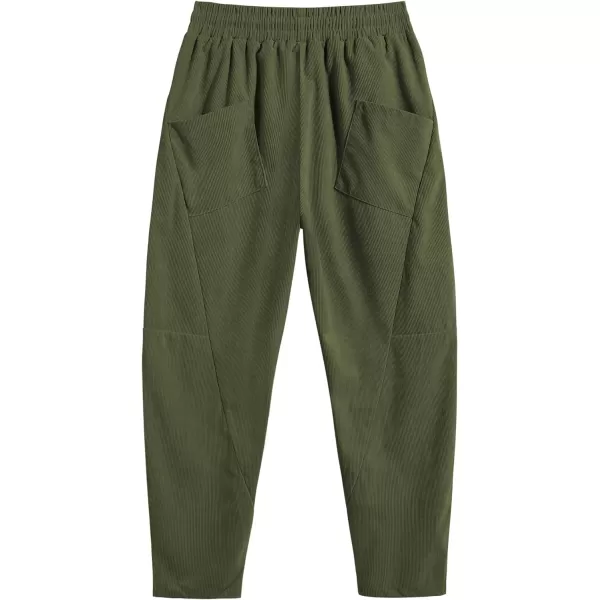 COOFANDY Men's Corduroy Pants Elastic Waist Drawstring Harem Pants Fashion Loose Casual Long Trousers with 4 Pockets