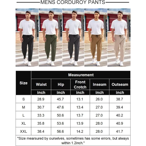 COOFANDY Men's Corduroy Pants Elastic Waist Drawstring Harem Pants Fashion Loose Casual Long Trousers with 4 Pockets
