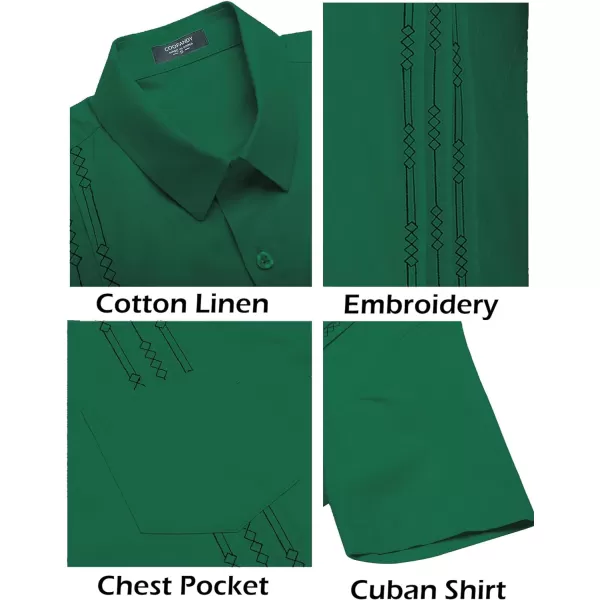 COOFANDY Mens Cotton Linen Cuban Guayabera Shirt Casual Short Sleeve Button Down Shirts Summer Beach Tops