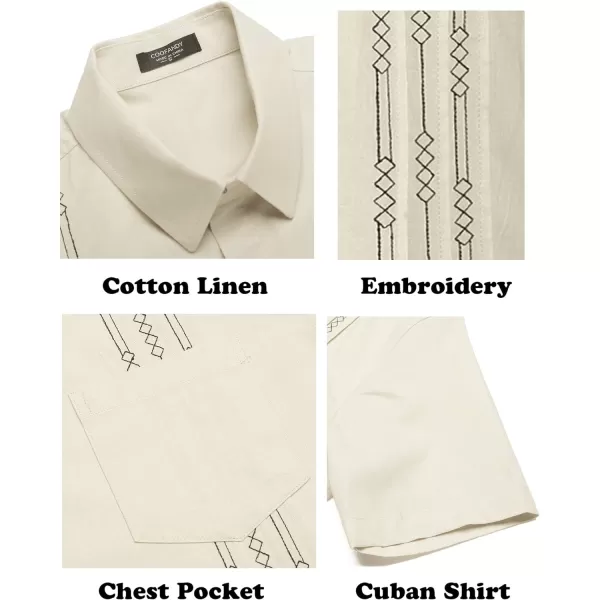 COOFANDY Mens Cotton Linen Cuban Guayabera Shirt Casual Short Sleeve Button Down Shirts Summer Beach Tops