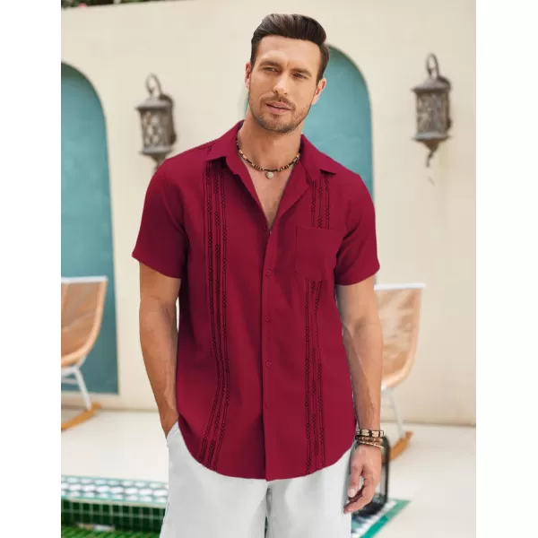 COOFANDY Mens Cotton Linen Cuban Guayabera Shirt Casual Short Sleeve Button Down Shirts Summer Beach Tops