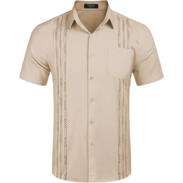 COOFANDY Mens Cotton Linen Cuban Guayabera Shirt Casual Short Sleeve Button Down Shirts Summer Beach Tops