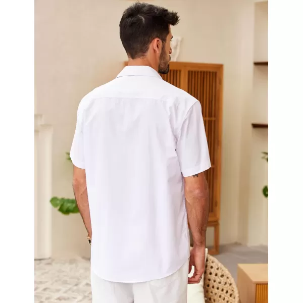 COOFANDY Mens Cotton Linen Cuban Guayabera Shirt Casual Short Sleeve Button Down Shirts Summer Beach Tops