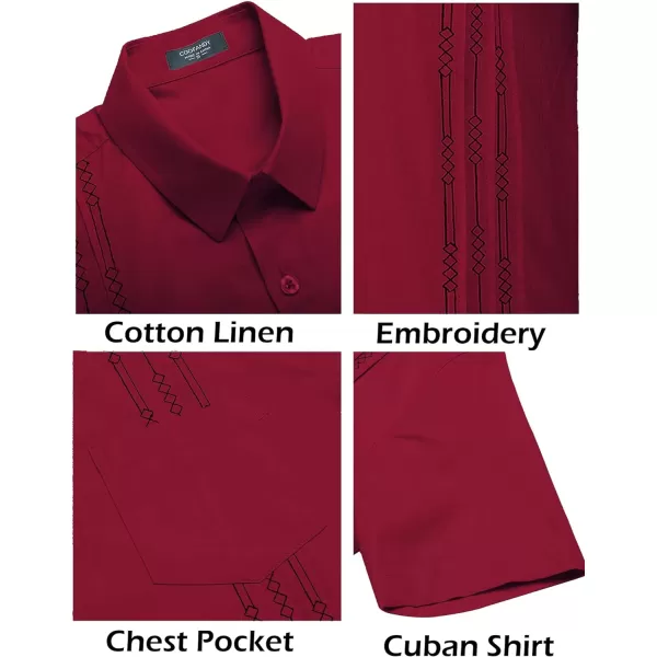 COOFANDY Mens Cotton Linen Cuban Guayabera Shirt Casual Short Sleeve Button Down Shirts Summer Beach Tops
