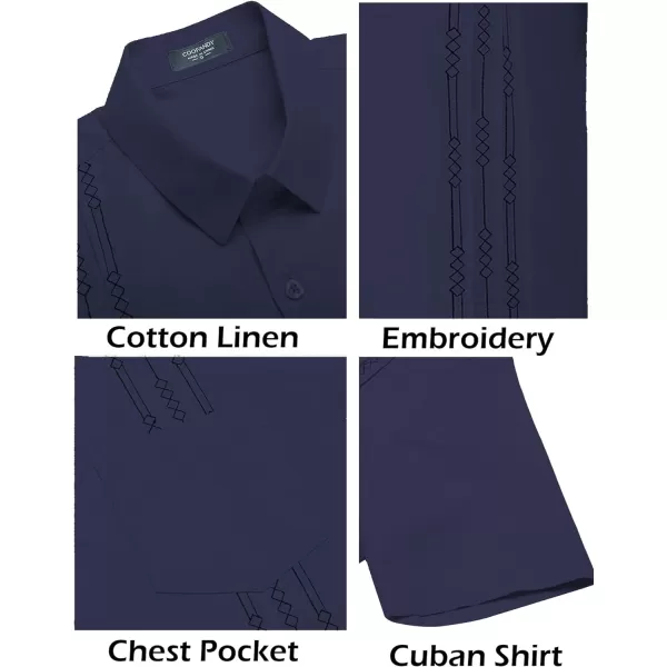 COOFANDY Mens Cotton Linen Cuban Guayabera Shirt Casual Short Sleeve Button Down Shirts Summer Beach Tops