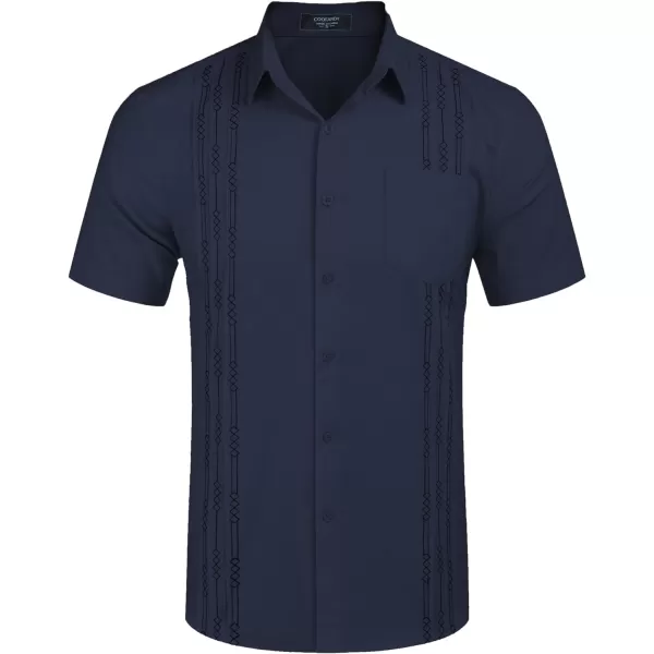 COOFANDY Mens Cotton Linen Cuban Guayabera Shirt Casual Short Sleeve Button Down Shirts Summer Beach Tops