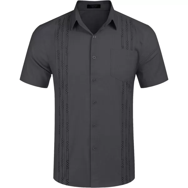COOFANDY Mens Cotton Linen Cuban Guayabera Shirt Casual Short Sleeve Button Down Shirts Summer Beach Tops