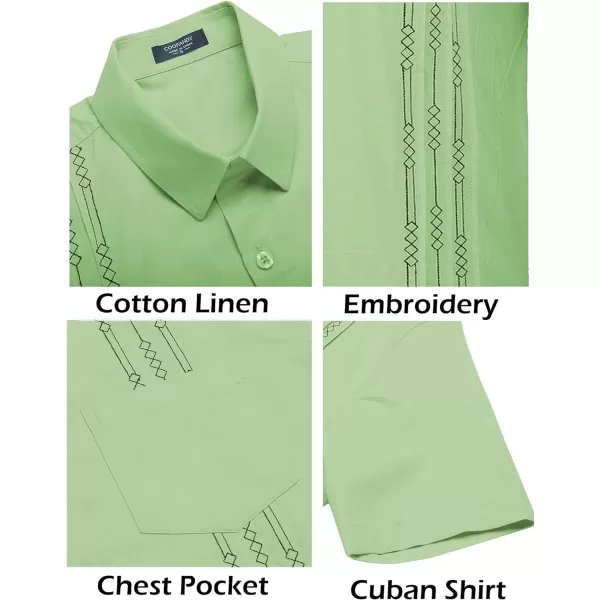 COOFANDY Mens Cotton Linen Cuban Guayabera Shirt Casual Short Sleeve Button Down Shirts Summer Beach Tops